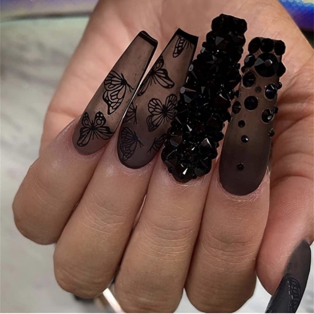 Sexy black and brown coffin nails